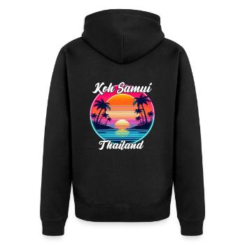 Sunset over Koh Samui - Unisex Premium Organic Zip Hoodie - black - Back - Nico (187cm)