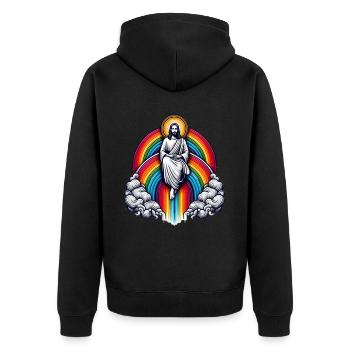Jesus on a rainbow - Unisex Premium Organic Zip Hoodie - black - Back - Nico (187cm)