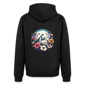 Gottesanbeterin - Unisex Premium Bio Zip Hoodie - Schwarz - Hinten - Nico (187cm)