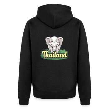 Stolzer Elefant aus Thailand - Unisex Premium Bio Zip Hoodie - Schwarz - Hinten - Nico (187cm)