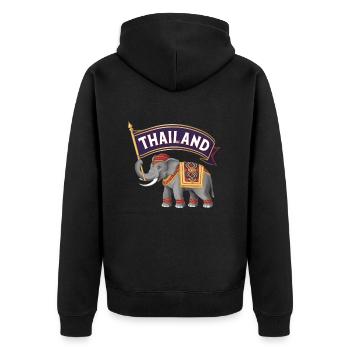 Stolzer Elefant aus Thailand - Unisex Premium Bio Zip Hoodie - Schwarz - Hinten - Nico (187cm)
