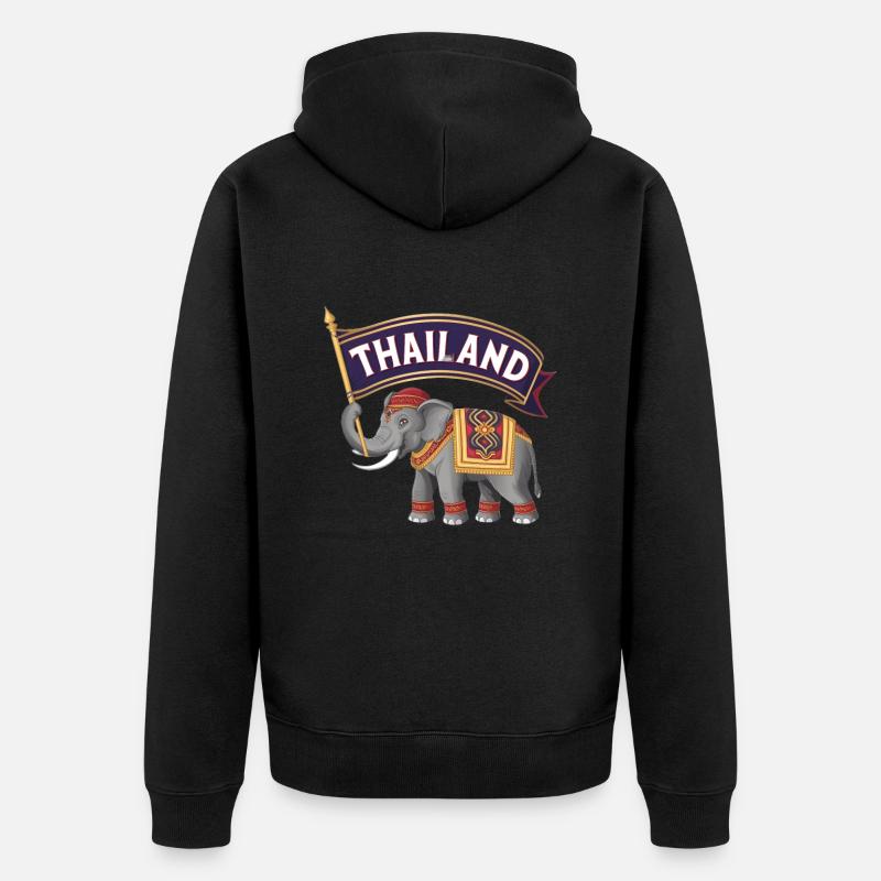 Fier éléphant de Thaïlande - Veste à capuche bio Premium Unisexe - noir