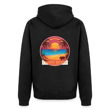Schwein im Exuma Bahamas Sonnenuntergang - Unisex Premium Bio Zip Hoodie - Schwarz - Hinten - Nico (187cm)
