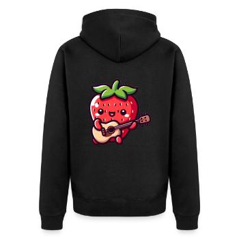 Cute strawberry with guitar - Unisex Premium Organic Zip Hoodie - black - Back - Nico (187cm)