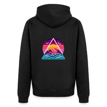 Dinosaure rétro dans le triangle des années 80 - Veste à capuche bio Premium Unisexe - noir - Dos - Nico (187cm)