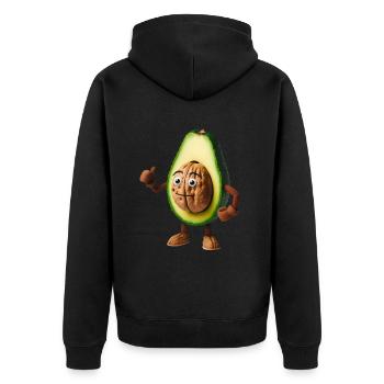 Cute avocado with walnut kernel! - Unisex Premium Organic Zip Hoodie - black - Back - Nico (187cm)