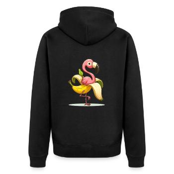 Banane Flamingo - Unisex Premium Bio Zip Hoodie - Schwarz - Hinten - Nico (187cm)