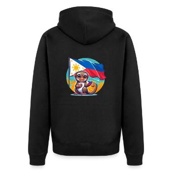 Philippinischer Stolz - Unisex Premium Bio Zip Hoodie - Schwarz - Hinten - Nico (187cm)