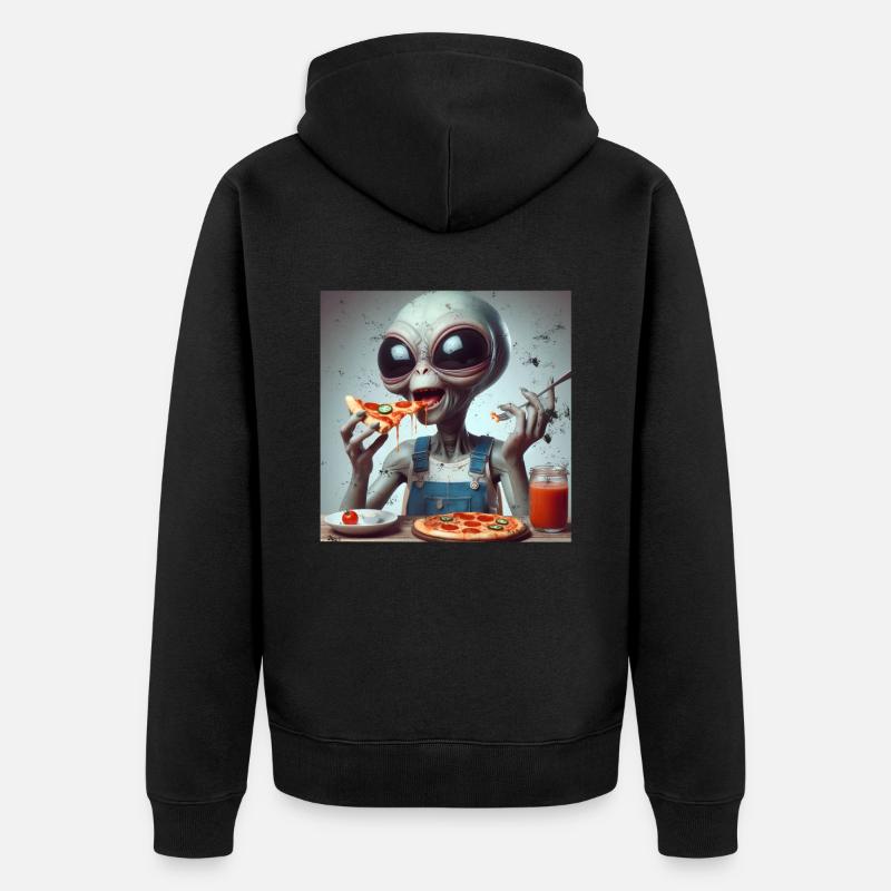 Alien Pizza Fun - Unisex Premium Bio Zip Hoodie - Schwarz
