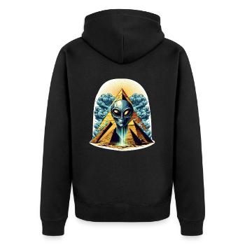 Tête extraterrestre dans la pyramide - Veste à capuche bio Premium Unisexe - noir - Dos - Nico (187cm)