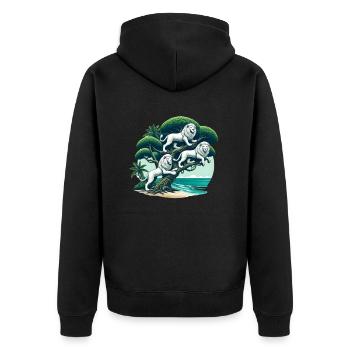 Trois lions blancs sur un arbre - Veste à capuche bio Premium Unisexe - noir - Dos - Nico (187cm)