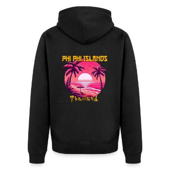 Coucher de soleil sur les îles Phi Phi - Veste à capuche bio Premium Unisexe - noir - Dos - Nico (187cm)
