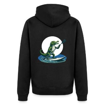 Crocodile doing stand-up paddling - Unisex Premium Organic Zip Hoodie - black - Back - Nico (187cm)