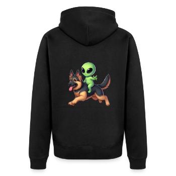 Alien sur berger allemand - Veste à capuche bio Premium Unisexe - noir - Dos - Nico (187cm)