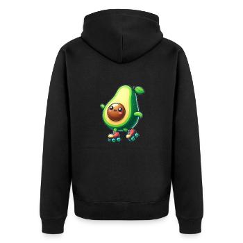 Avocado on roller skates - Unisex Premium Organic Zip Hoodie - black - Back - Nico (187cm)