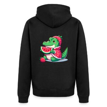 Crocodile en costume de pastèque - Veste à capuche bio Premium Unisexe - noir - Dos - Nico (187cm)
