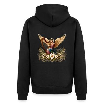 Engel auf Wolken - Für Christen - Unisex Premium Bio Zip Hoodie - Schwarz - Hinten - Nico (187cm)