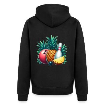 Bowling ball and pineapple - Unisex Premium Organic Zip Hoodie - black - Back - Nico (187cm)