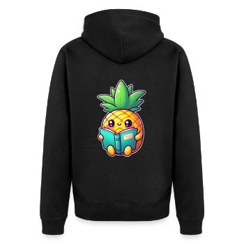 Reading pineapple - Unisex Premium Organic Zip Hoodie - black - Back - Nico (187cm)