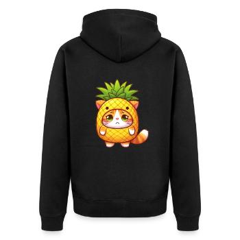 Niedliche Katze im Ananas-Kostüm - Unisex Premium Bio Zip Hoodie - Schwarz - Hinten - Nico (187cm)
