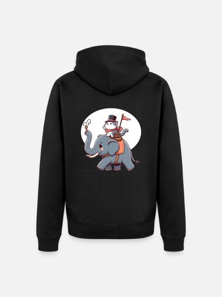 Cat rides elephant - Unisex Premium Organic Zip Hoodie - black