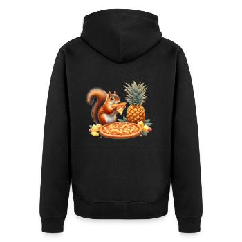 Squirrel enjoying pizza - Unisex Premium Organic Zip Hoodie - black - Back - Nico (187cm)