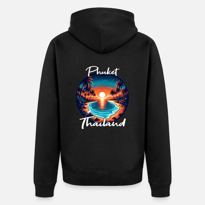 Coucher de soleil à Phuket - Veste à capuche bio Premium Unisexe - noir
