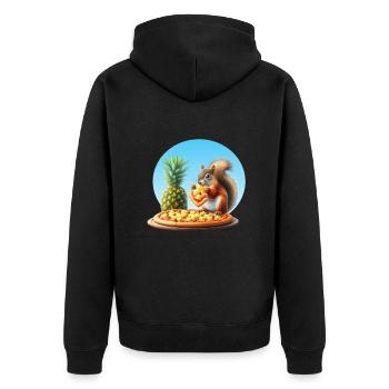 Eichhörnchen genießt Pizza - Unisex Premium Bio Zip Hoodie - Schwarz - Hinten - Nico (187cm)