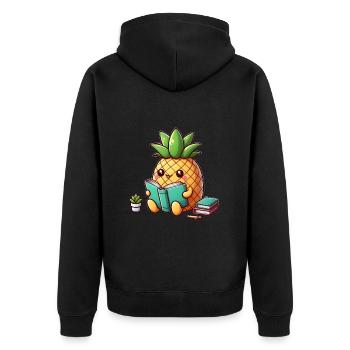 Reading pineapple - Unisex Premium Organic Zip Hoodie - black - Back - Nico (187cm)