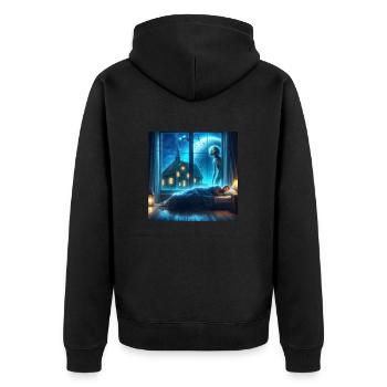 Alien observes sleeping human - Unisex Premium Organic Zip Hoodie - black - Back - Nico (187cm)