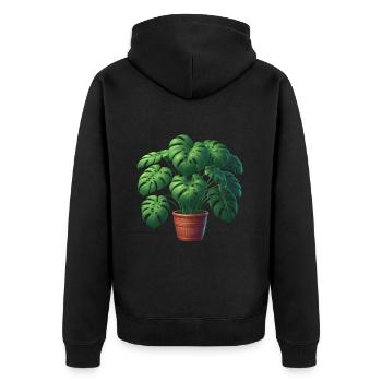Beautiful Monstera Plant - Unisex Premium Organic Zip Hoodie - black - Back - Nico (187cm)