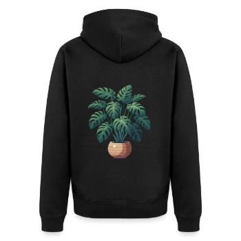 Beautiful Monstera Plant - Unisex Premium Organic Zip Hoodie - black - Back - Nico (187cm)