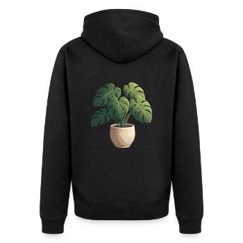 Beautiful Monstera Plant - Unisex Premium Organic Zip Hoodie - black - Back - Nico (187cm)