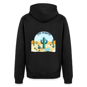 Hydrating cactus in the desert - Unisex Premium Organic Zip Hoodie - black - Back - Nico (187cm)