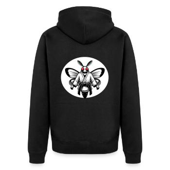 Karate Moth with Black Belt - Unisex Premium Organic Zip Hoodie - black - Back - Nico (187cm)