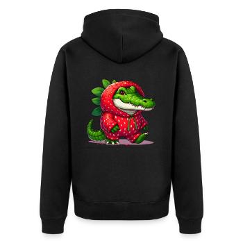 Krokodil im Erdbeerkostüm - Unisex Premium Bio Zip Hoodie - Schwarz - Hinten - Nico (187cm)