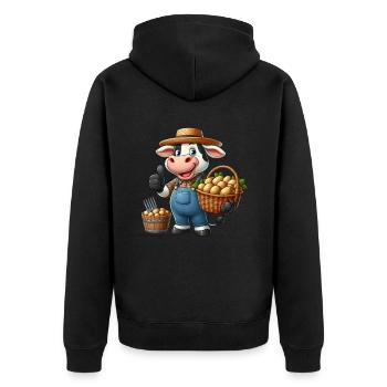 Harvest cow Fresh potatoes from the field - Unisex Premium Organic Zip Hoodie - black - Back - Nico (187cm)