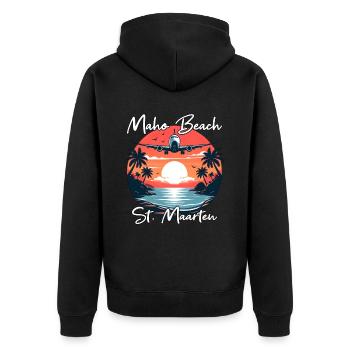 Spectacle d’avions au-dessus de la plage de Maho - Veste à capuche bio Premium Unisexe - noir - Dos - Nico (187cm)