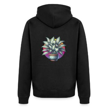 Dieffenbachia plant in pot - Unisex Premium Organic Zip Hoodie - black - Back - Nico (187cm)