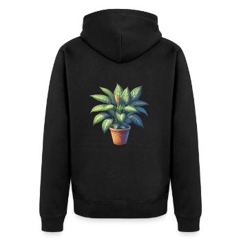 Dieffenbachia plant in pot - Unisex Premium Organic Zip Hoodie - black - Back - Nico (187cm)