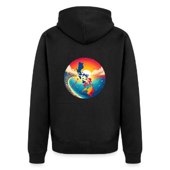 Sonnenuntergang über den Philippinen - Unisex Premium Bio Zip Hoodie - Schwarz - Hinten - Nico (187cm)