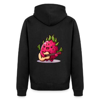 Dragon fruit plays guitar - Unisex Premium Organic Zip Hoodie - black - Back - Nico (187cm)