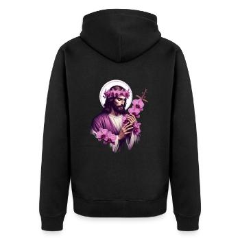 Jésus aux orchidées pourpres - Veste à capuche bio Premium Unisexe - noir - Dos - Nico (187cm)