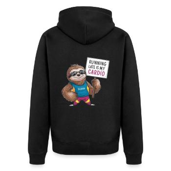 Paresseux avec signe humoristique - Veste à capuche bio Premium Unisexe - noir - Dos - Nico (187cm)