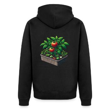 Tomato plant in pot - Unisex Premium Organic Zip Hoodie - black - Back - Nico (187cm)