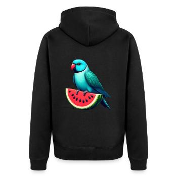 Indian Ring Neck Parrot Watermelon - Unisex Premium Organic Zip Hoodie - black - Back - Nico (187cm)