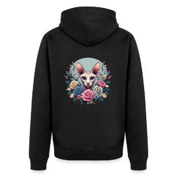 Chat Sphynx avec Fleurs - Veste à capuche bio Premium Unisexe - noir - Dos - Nico (187cm)