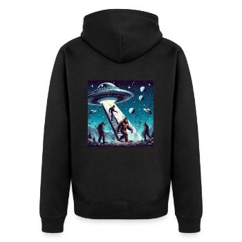 Bigfoot and the UFO - Unisex Premium Organic Zip Hoodie - black - Back - Nico (187cm)