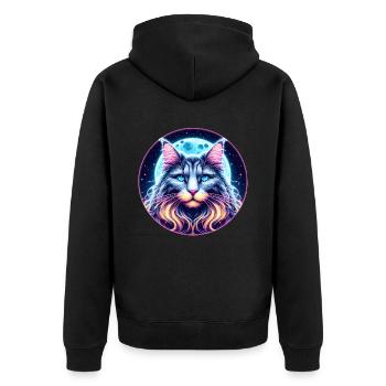 Maine Coon Katze - Unisex Premium Bio Zip Hoodie - Schwarz - Hinten - Nico (187cm)