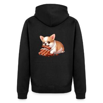 Chihuahua loves spare ribs - Unisex Premium Organic Zip Hoodie - black - Back - Nico (187cm)